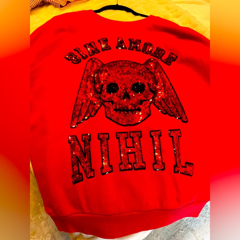 Gucci Red Sequin Winged Skull Sweatshirt